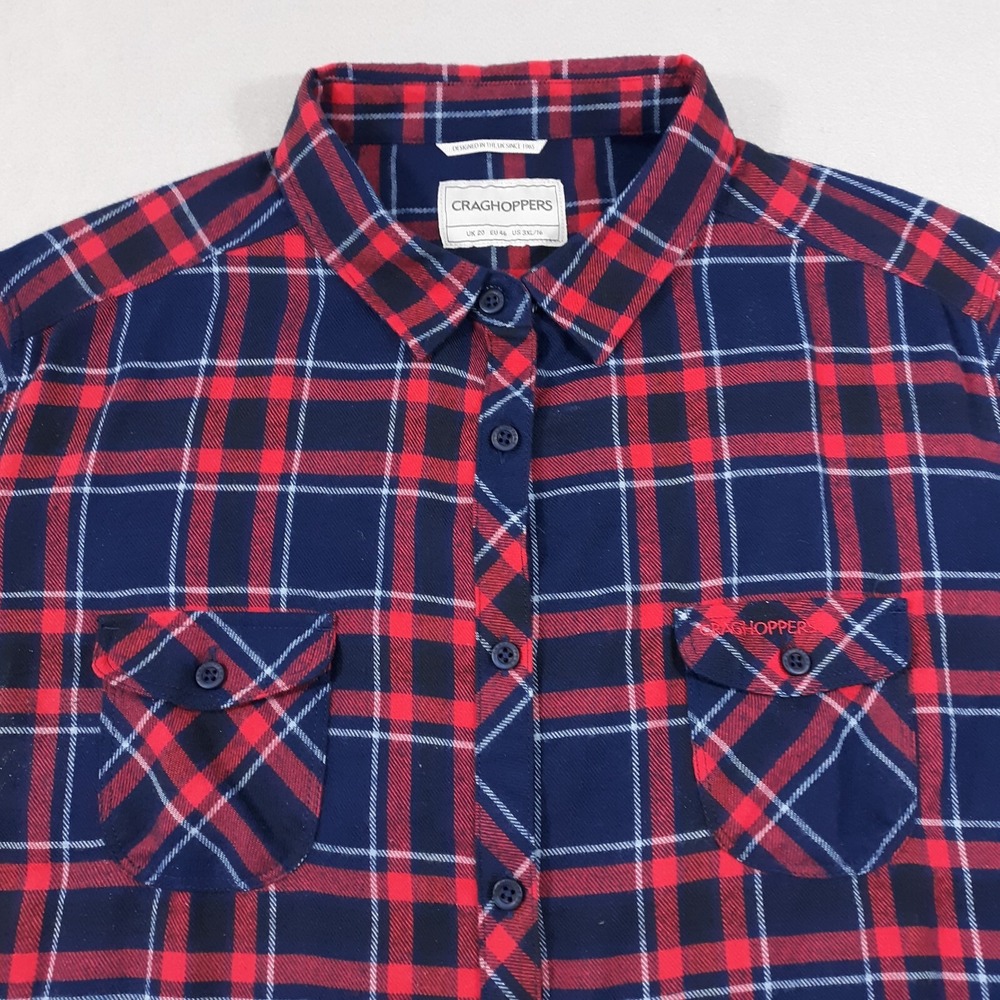 Craghoppers Flannel Shirt Womens 3X Plaid Hiking Outdoor Cotton Blend